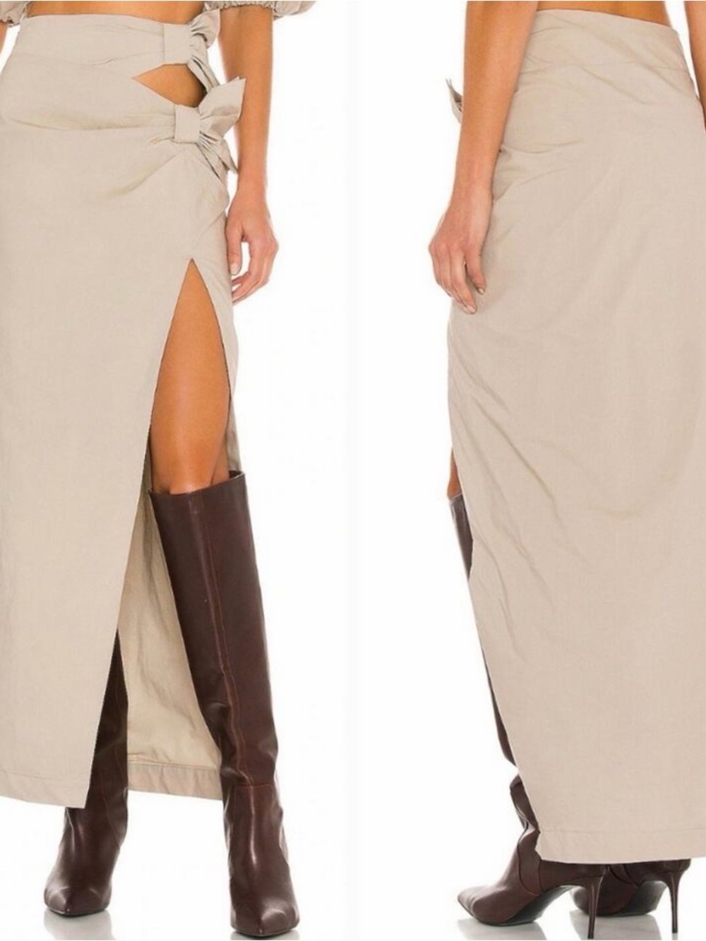 LPA Sofia Maxi Skirt with Side Bow Detail Size Small